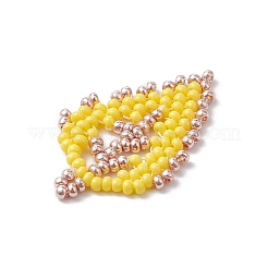シードビーズ ビーズチャーム  葉のペンダント  ゴールド  36x19x2mm  穴：0.6mm&nbsp;PALLOY-MZ00285-03