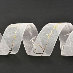 オーガンジーリボン  ギフト包装用  バレンタイン・デー  結婚式  飾る誕生日パーティー  言葉  1インチ（25mm）  約10.9ヤード（10m）/ロール&nbsp;SRIB-F010-08E