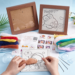 2 набор из 2 наборов для валяния иглой в виде фоторамки в виде кролика и медведя для начинающих DIY-OC0012-16