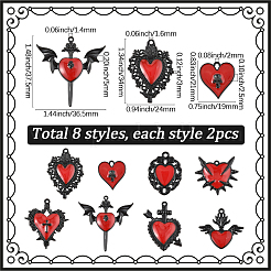 16 шт. 8 стиля подвески из сплава эмали в готическом стиле&nbsp;PALLOY-SC0004-45B