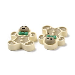 クリスマステーマ不透明樹脂カボション  DIYアクセサリー  ジンジャーブレッドマン  淡い茶色  24.5x20x7.5mm&nbsp;X-RESI-G029-A06