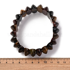 Биконус натуральный желтый синий тигровый глаз бусины эластичные браслеты для женщин мужчин BJEW-C097-05P