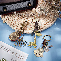 3шт. 3 стиля ретро плетеный брелок из коровьей кожи KEYC-AR0001-30