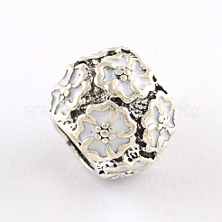 Старинное серебро покрытием полых цветочный узор Rondelle тибетский стиль сплава эмали европейских бусы X-ENAM-Q421-10H