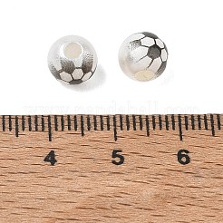 スポーツプリントのABS樹脂ビーズ  サッカー  ブラック  7x7.5mm  穴：2.5mm  2173個/ 500g&nbsp;PL-CBA1C22-05