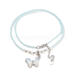Collane con ciondolo a farfalla sfaccettato in opalite&nbsp;NJEW-G143-01C