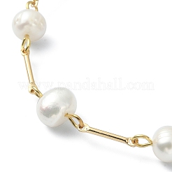 女性用天然パールビーズブレスレット  304ステンレススチール製金具付き  ゴールドカラー  7-5/8インチ（19.4cm）&nbsp;BJEW-TA00421
