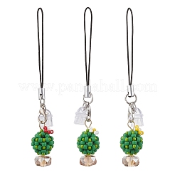 Decorazioni pendenti con semi di vetro e spine antipolvere in PVC per cellulari a tema natalizio&nbsp;HJEW-MZ00338