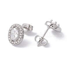 Orecchini ovali con zirconi cubici e strass&nbsp;EJEW-A080-05M-P