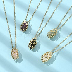 Ожерелья с подвесками-пулями из смешанных натуральных драгоценных камней NJEW-JN04549