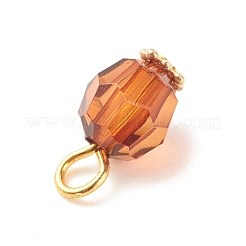 ファセット透明アクリルチャーム  ゴールデントーン鉄パーツ  ラウンド  ミックスカラー  13~13.5x7.5mm  穴：3mm&nbsp;PALLOY-JF01602