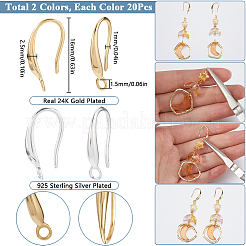 40 шт. 2-цветная стойка с покрытием из экологически чистой латуни для сережек-крючков&nbsp;FIND-SC0012-33