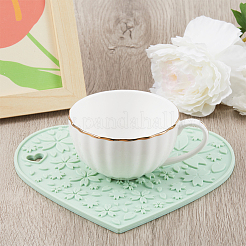 温かい料理用のシリコン製ホットマット 2色 2枚  桜模様のハート  アイロンビーズピンセット1個付き  ミックスカラー  180x190x5.5mm&nbsp;AJEW-GF0008-29A