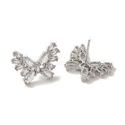 Серьги-гвоздики из латуни с микропаве из кубического циркония EJEW-R162-23P