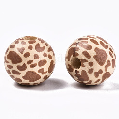 Perles en bois naturel imprimées&nbsp;WOOD-R270-06