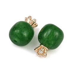 Бусины-бочонки из натурального окрашенного белого нефрита с латунной короной KK-Z122-02KCG