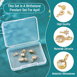 4 Stück 2 Stile Messing Micro Pave Zirkonia & 2 Stück Edelstahl Strass Anhänger Zubehörse Kits&nbsp;FIND-TA0010-18