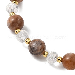 Женские браслеты из бусин натурального черного лунного камня&nbsp;BJEW-JB12792