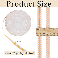 20 ярд ленты из полиэстера с вышивкой в этническом стиле и листьями&nbsp;OCOR-WH0070-109A