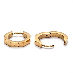304ステンレススチール製八角形フープピアス  ゴールドカラー  15x16x3mm  ピン：1mm&nbsp;STAS-H156-04A-G
