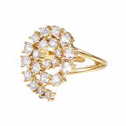 Настоящее 18-каратное позолоченное латунное полое плоское круглое кольцо-манжета RJEW-S045-129-NF