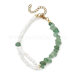 Armbänder aus natürlichen grünen Aventurin-Splitterperlen und Glasperlen für Damen&nbsp;BJEW-JB14137-01
