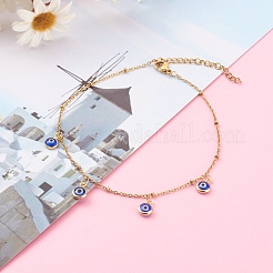 Браслеты с подвеской лэмпворк сглаз AJEW-AN00421-02