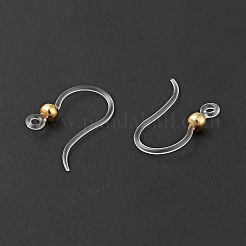 透明レジン ピアスフック  316ステンレススチールの丸型ビーズと水平ループ付き  ゴールドカラー  16x12x3mm  穴：1.2mm  21ゲージ  ピン：0.7mm&nbsp;LS-RESI-G050-01G