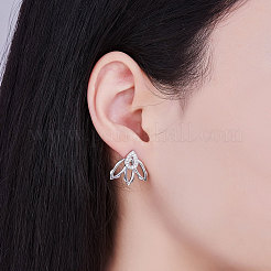 ロジウムメッキ925スターリングシルバープラチナメッキスタッドピアス  グレードAAAキュービックジルコニア付き  7x10mm&nbsp;JE668A