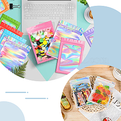 100 шт. прямоугольные пластиковые блестящие голографические пакеты с застежкой-молнией&nbsp;OPP-SP0001-03A