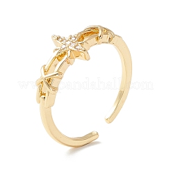 Кольцо-манжета со звездой из прозрачного кубического циркония&nbsp;RJEW-K235-01G