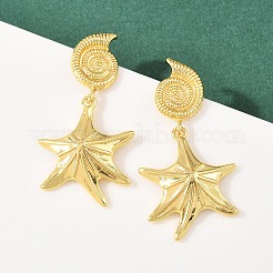 Серьги-гвоздики из латуни с подвесками на морскую тематику&nbsp;EJEW-F400-04D-G