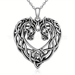Кулон в виде сердца с конём и узлом викингов из сплава&nbsp;FS-WG2DD1C-01