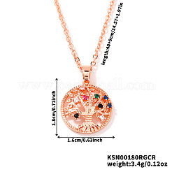 Изысканные латунные подвески с разноцветными кубическими цирконами «Дерево жизни» для женщин AE4666