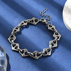 Браслеты из ромбовидных звеньев из нержавеющей стали 304 для мужчин и женщин BJEW-D042-29P
