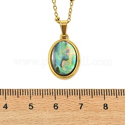 Collana con ciondolo a catena satellitare in acciaio inossidabile 304 con conchiglia di paua naturale&nbsp;NJEW-JN06446-01
