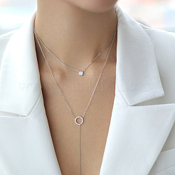 Комплекты цепочек и браслетов из стерлингового серебра с микропаве из прозрачных кубических цирконий RC3582-5