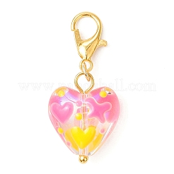 Pendentifs en forme de cœur en perles de verre émaillées faites à la main&nbsp;HJEW-JM03591-01