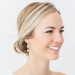 Boucles d'oreilles pendantes en forme de larme avec feuille en laiton et zircone cubique transparent&nbsp;FS-WG5BC5A-02