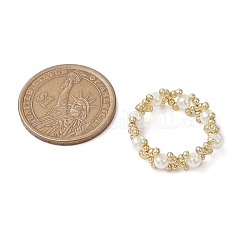 Anelli elastici con perline di vetro fatte a mano con lettera x&nbsp;RJEW-MZ00026-01