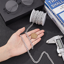 5mアルミカーブチェーン  溶接されていない  スプールで  銀  9x7x1.8mm&nbsp;CHA-CA0001-05