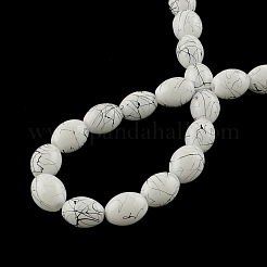 Строковые стеклянные бусины с обжиговой росписью в нитях&nbsp;GLAD-S080-8x11-74