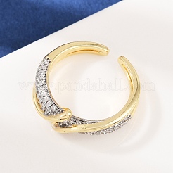 Регулируемые манжеты-кольца из латуни с микропаве из кубического циркония для женщин RJEW-C140-13G