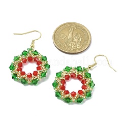 Серьги с рождественским венком из бисера EJEW-MZ00063
