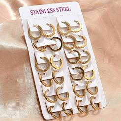 201 ステンレススチールフープピアス  304ステンレスピン付き  PVD真空メッキ  長持ちメッキ  リング形状  ゴールドカラー  15x2mm&nbsp;EJEW-D354-18G