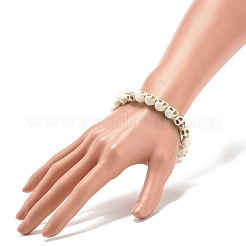 Pulsera elástica de calavera sintética turquesa (teñida)&nbsp;BJEW-JB08069-02