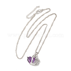 Collier pendentif coeur en résine avec chaînes singapour&nbsp;NJEW-C003-01E