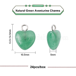 24 шт. подвески из натурального зеленого авантюрина&nbsp;G-BC0001-21B