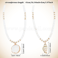 2 шт. 2 стиля ожерелий с подвесками из натуральных ракушек и цепочками из дисковых бусин для женщин&nbsp;NJEW-AN0001-75