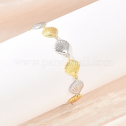Браслеты-цепочки из латуни в форме ракушек для женщин&nbsp;BJEW-K248-07C-GP